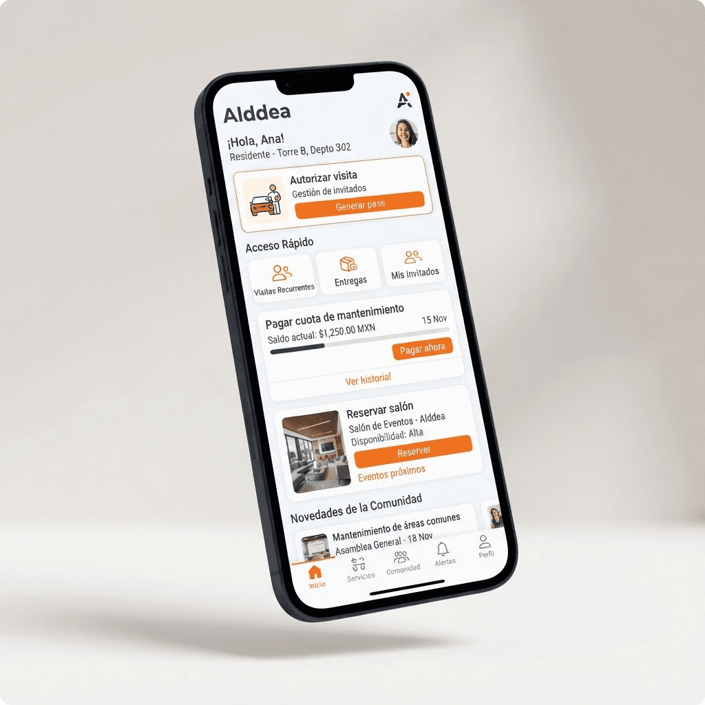 Aplicación móvil PropTech para residentes de fraccionamientos y control de acceso seguro